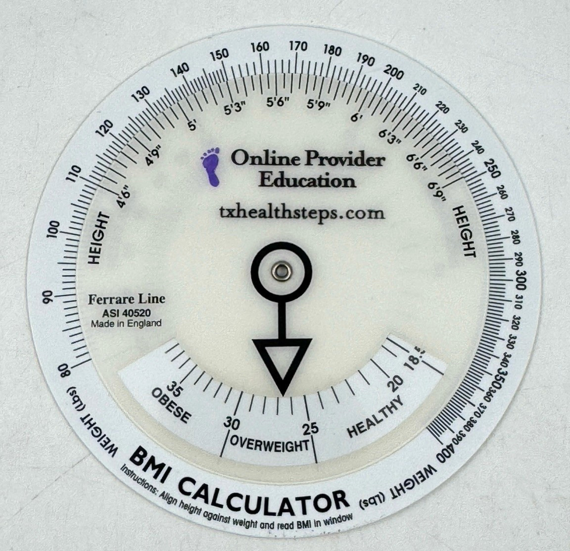 Body Mass Index (BMI) Calculator Wheel for Adults – Small Handy 3.5″ Reference