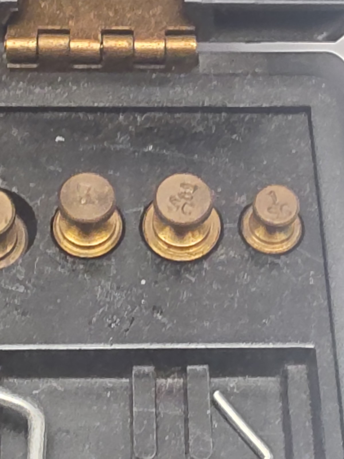 Vintage Bristol Myers Set of Pharmacutical Brass Weights in Original Box