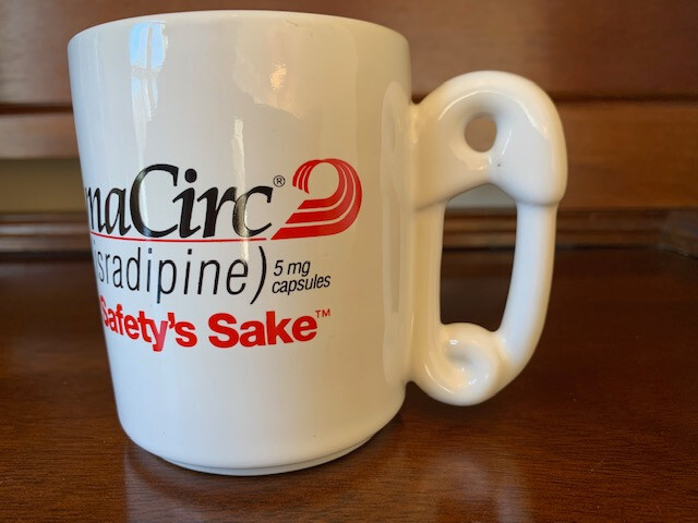 Drug Rep DynaCirc “For Safety’s Sake” coffee mug, New never used