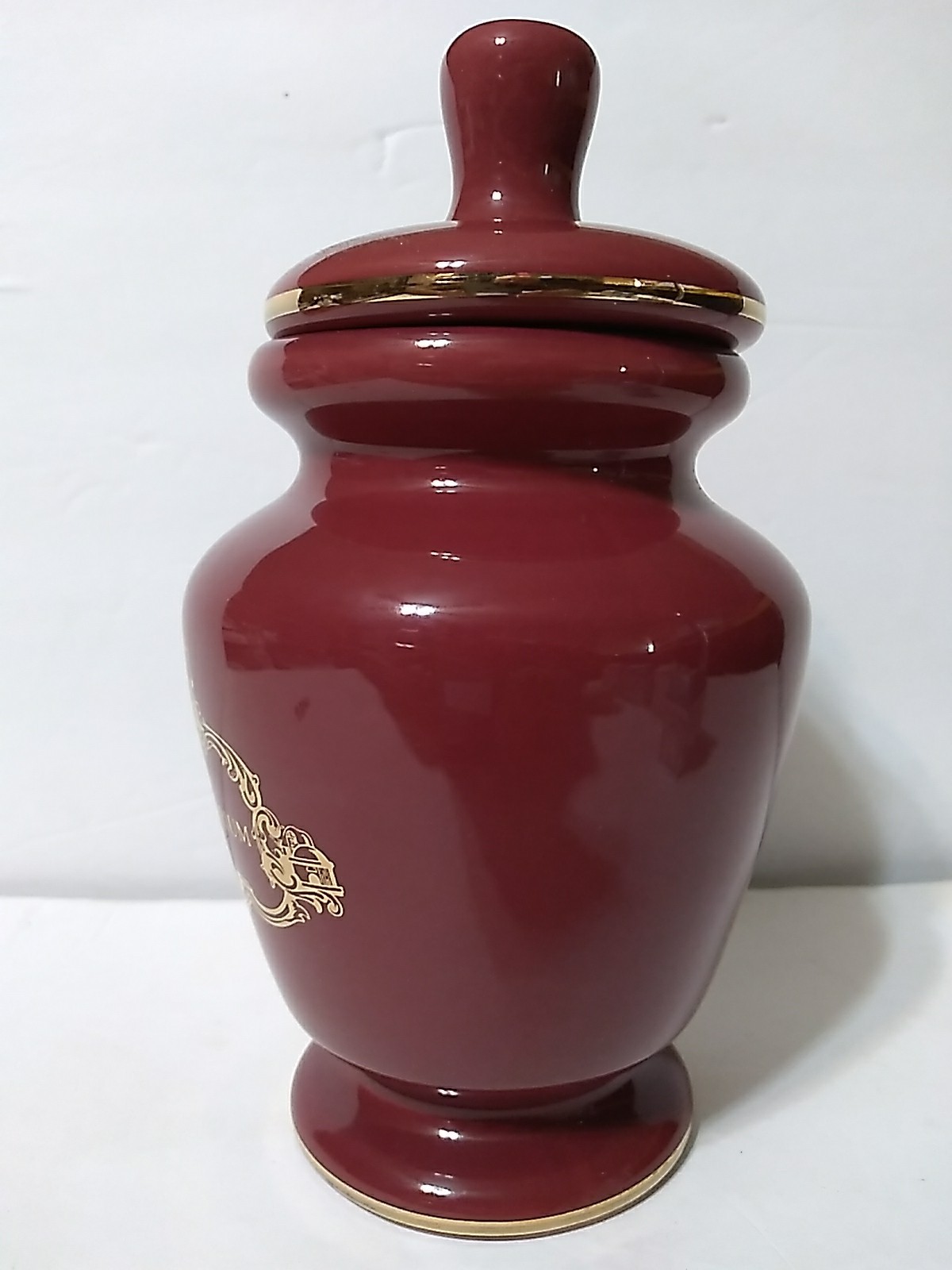 Vintage Eli Lilly Apothecary Jar Burgundy/gold Lactucarium (Wild Lettuce)