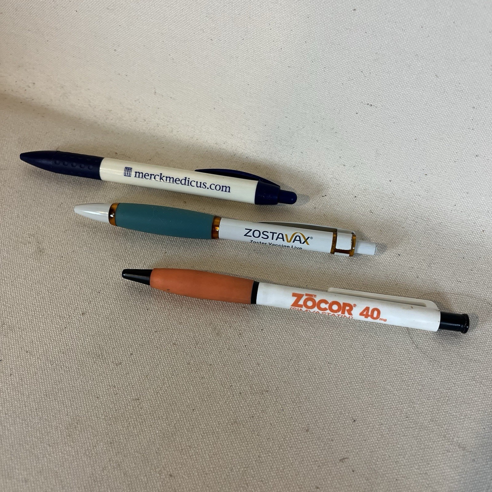 Pharmaceutical Promo Pens: Lot of 3 Working Pens Zōcor Zostavax Mercksource