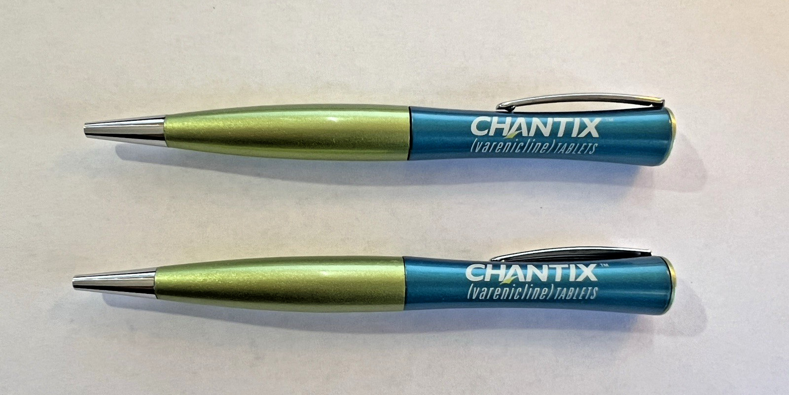 VTG Set of two (2) CHANTIX Heavy Metal Pen Metallic Green & Teal Smooth