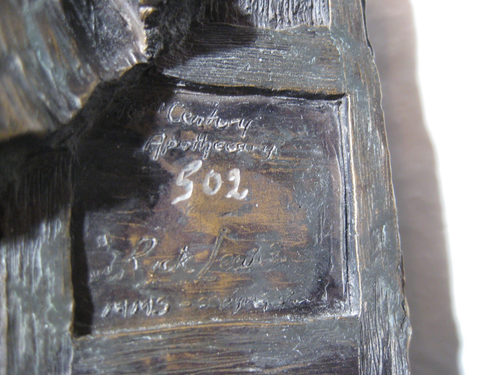 18th Century Apothecary Sculpture # 502 By Rick Lewis Cast Metal Sculpture