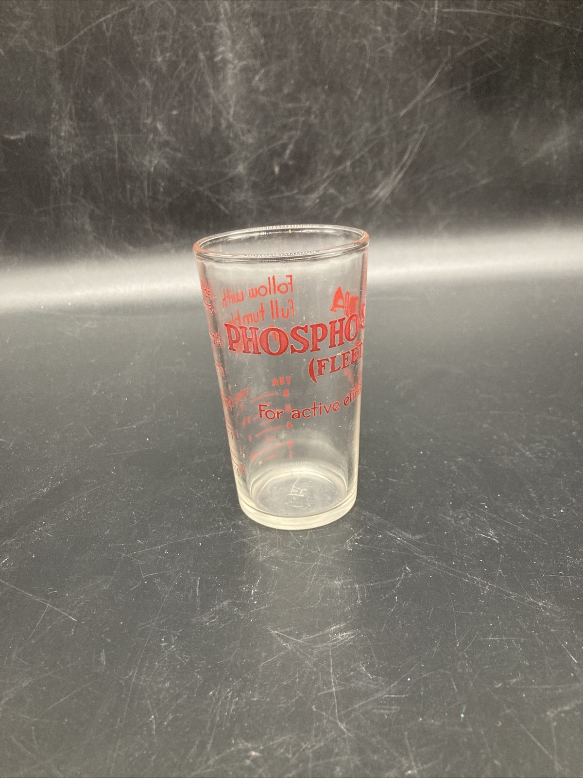 Vintage Fleet Phospho-Soda Buffered Laxative Dose Measurement Glass Hazel Atlas