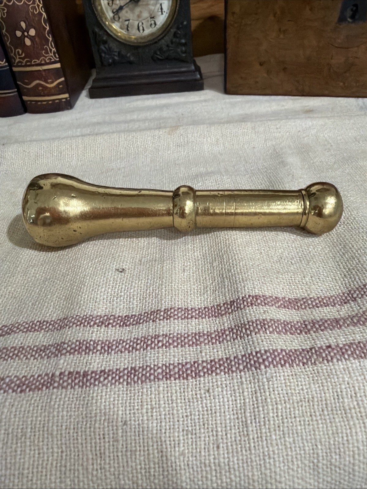 Antique Solid Brass Mortar Pestle Apothecary Pharmacy 3” Registered 1 Lathe Turn