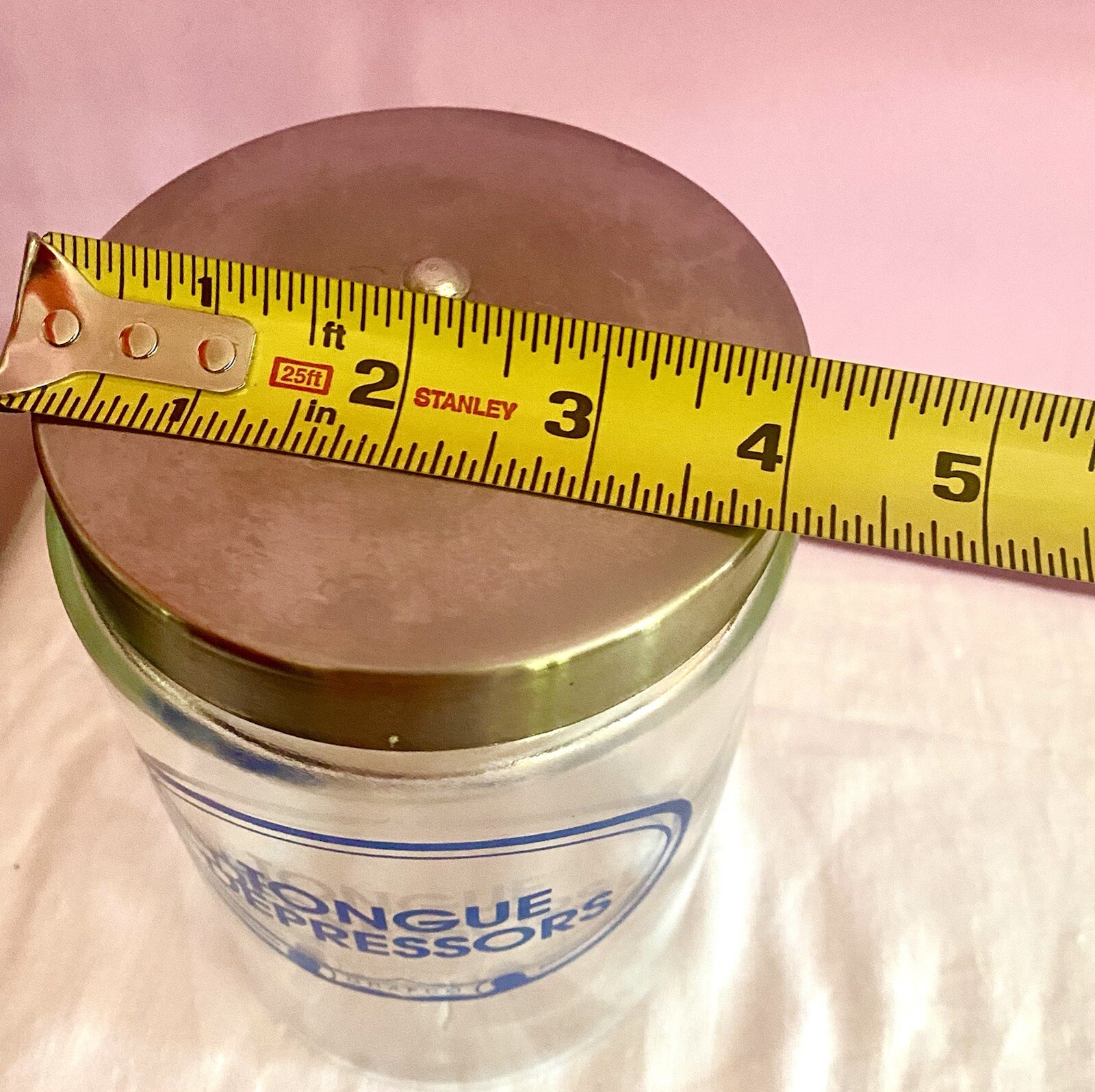 MCM GRAFCO BLUE Label MEDICAL Glass APOTHECARY TONGUE DEPRESSORS Canister EUC