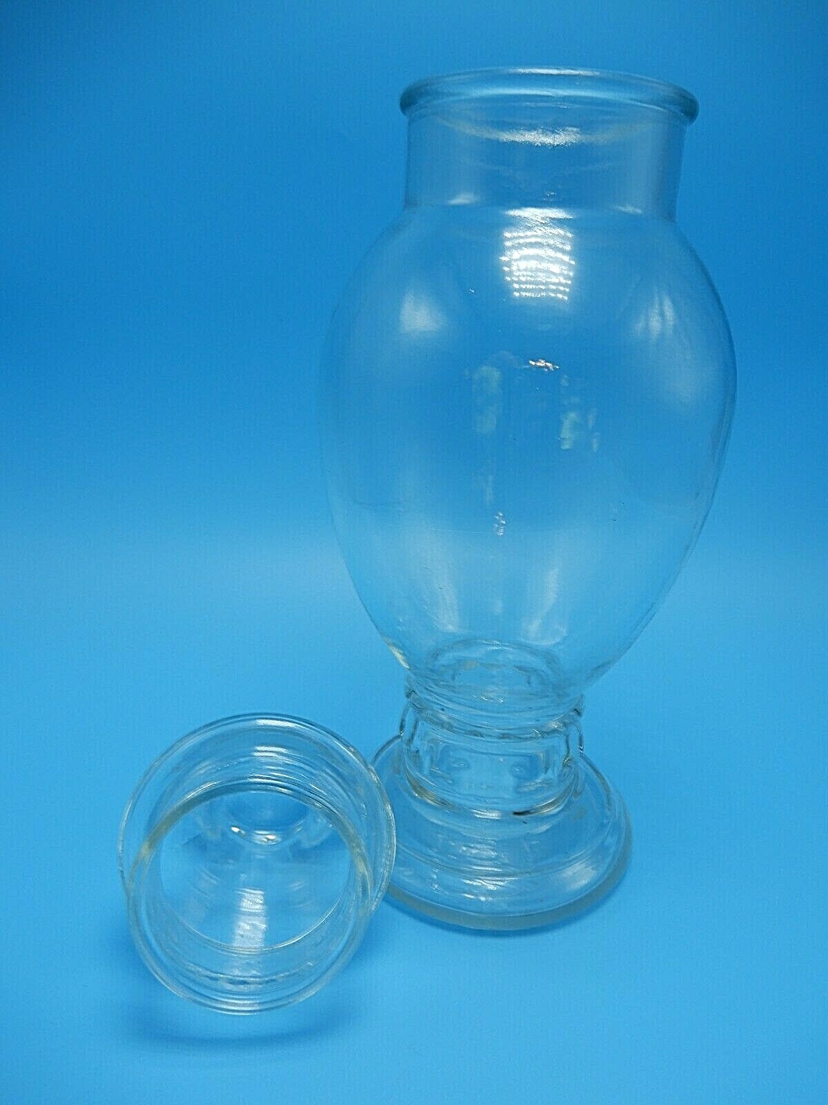 Vintage Apothecary Drug Store Footed Pedestal Jar & Lid Sand Art Display Storage
