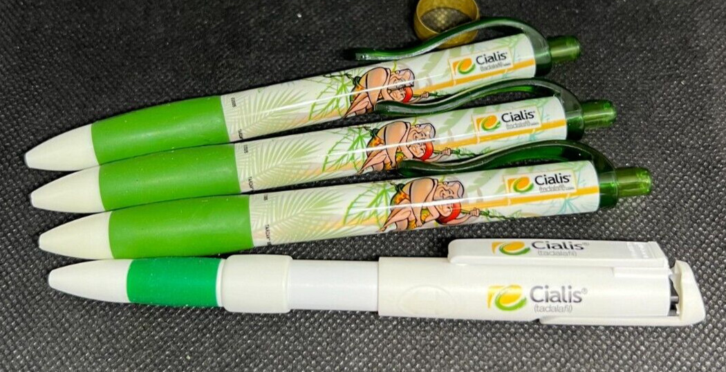 LOT of 4 CIALIS Medical Drug Rep Pharmaceutical Pens Collectible Advertising