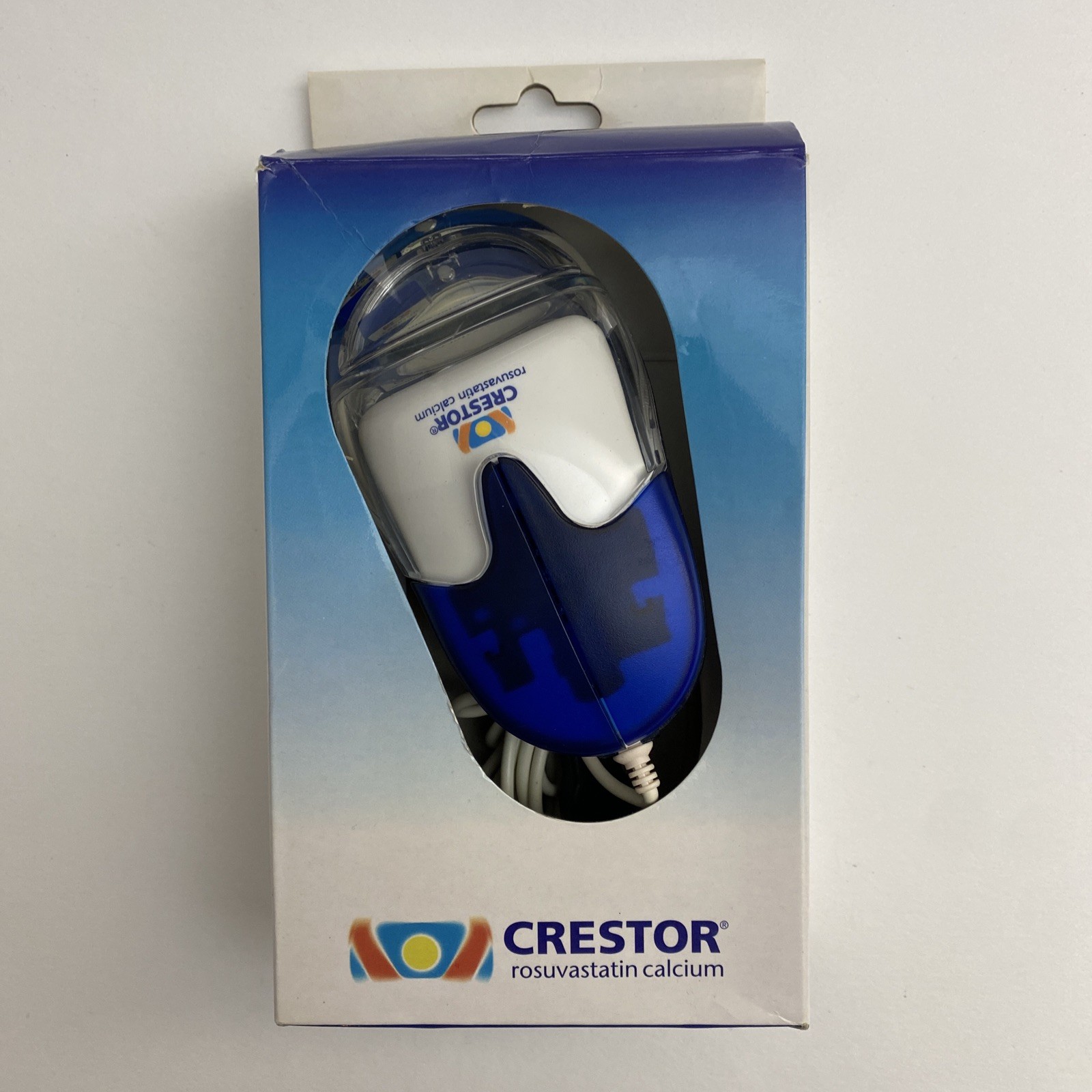 Vintage CRESTOR Pharmaceutical Drug Aqua Computer Mouse USB Collectible W/ Box
