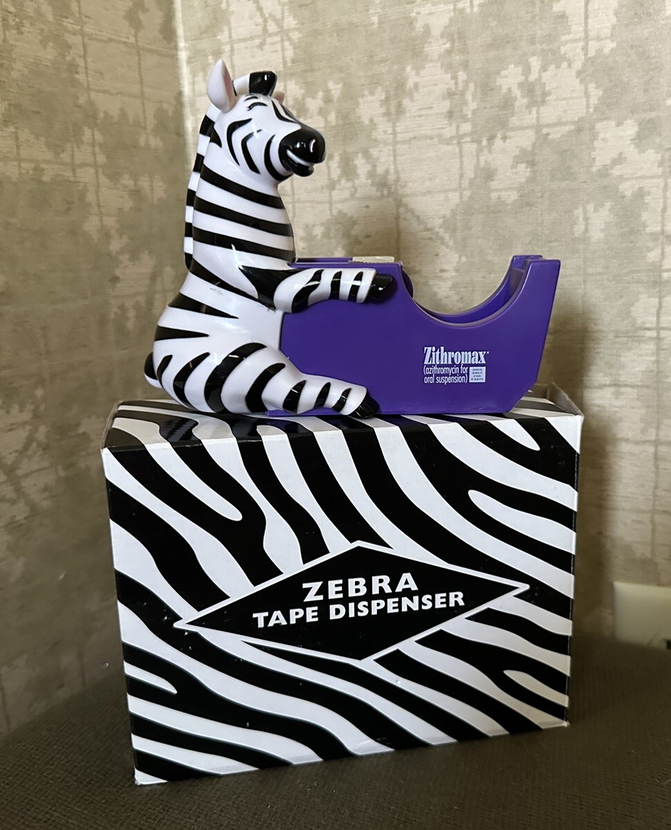 Vintage Pharmaceutical Drug Rep Zithroma Zebra Tape Dispenser Advertisement New