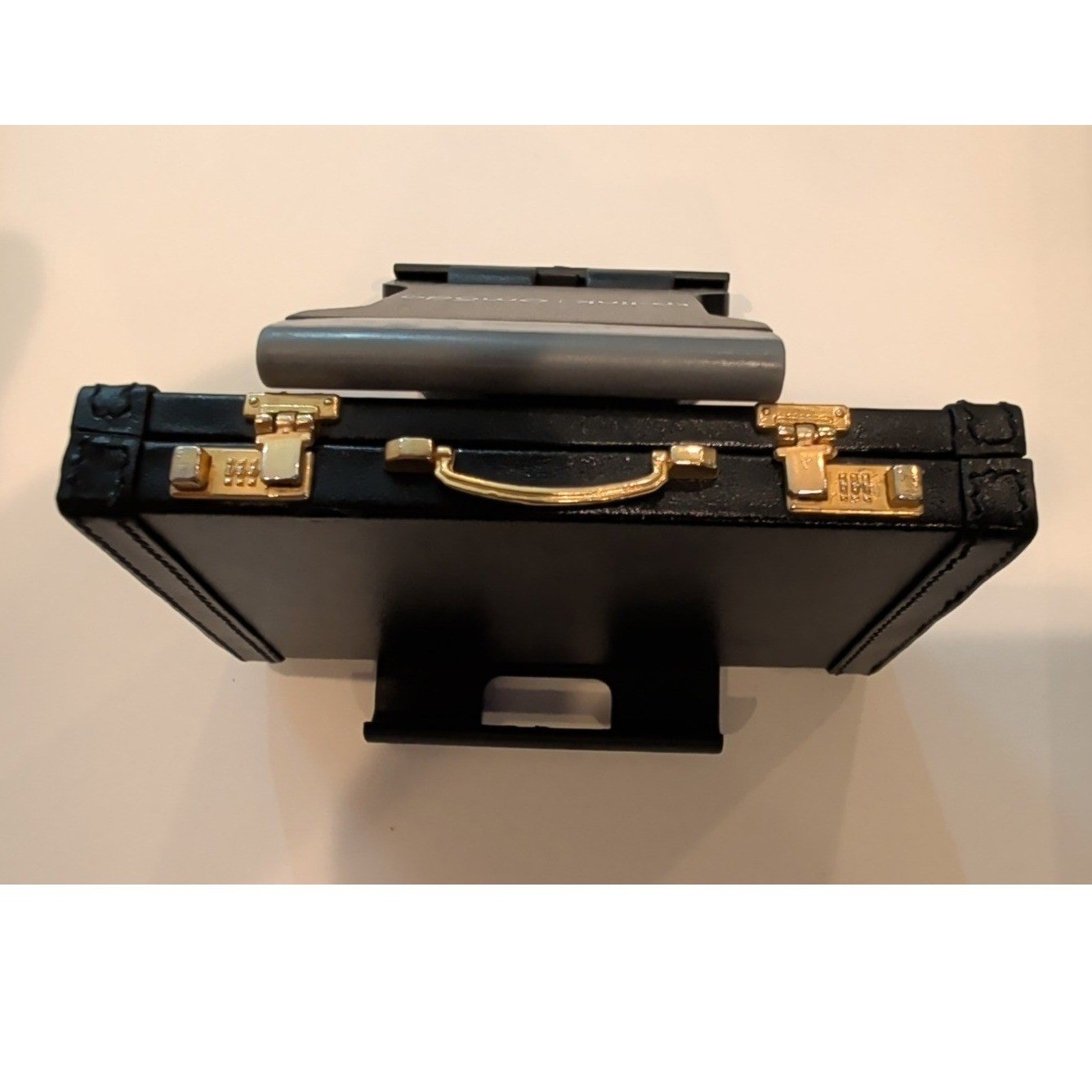 Vintage ZIAC Pharma Rep Miniature Briefcase Business Card Holder Black Gold Case