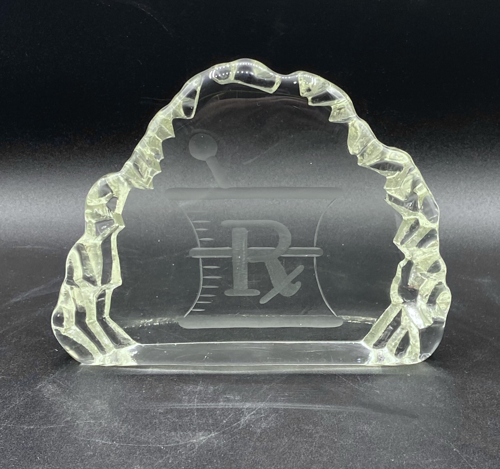 Pharmacist Rx Art Glass Iceberg Display Award Wendell August Forge