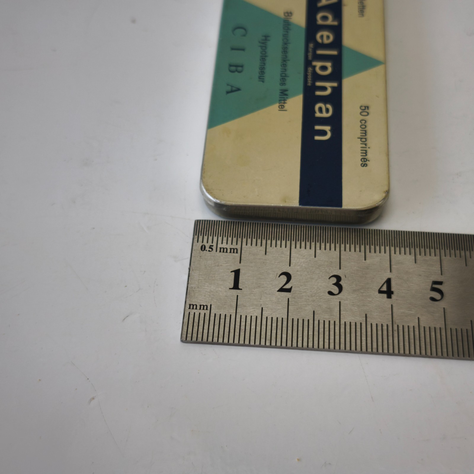 Vintage CIBA Adelphan Medical Empty Tin Box from High Blood Pressure Pills #6205