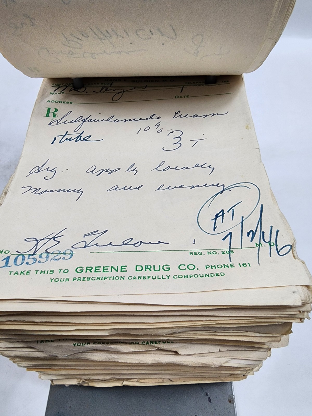 Prescription Atlas Rx Pad Paper Apothecary Druggist Pharmacy Medicine 1946
