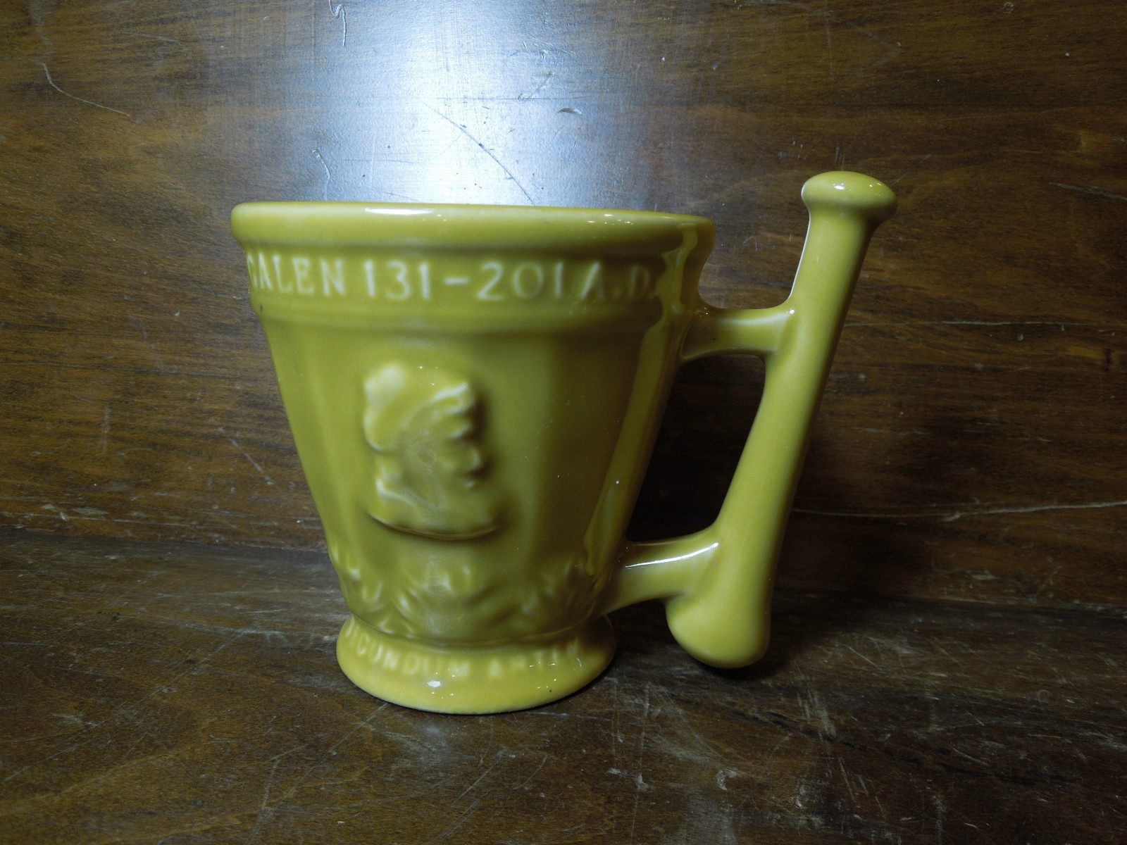 Vintage Ceramic Mortar Schering Coricidin Galen 131-201 AD Secundum Artem
