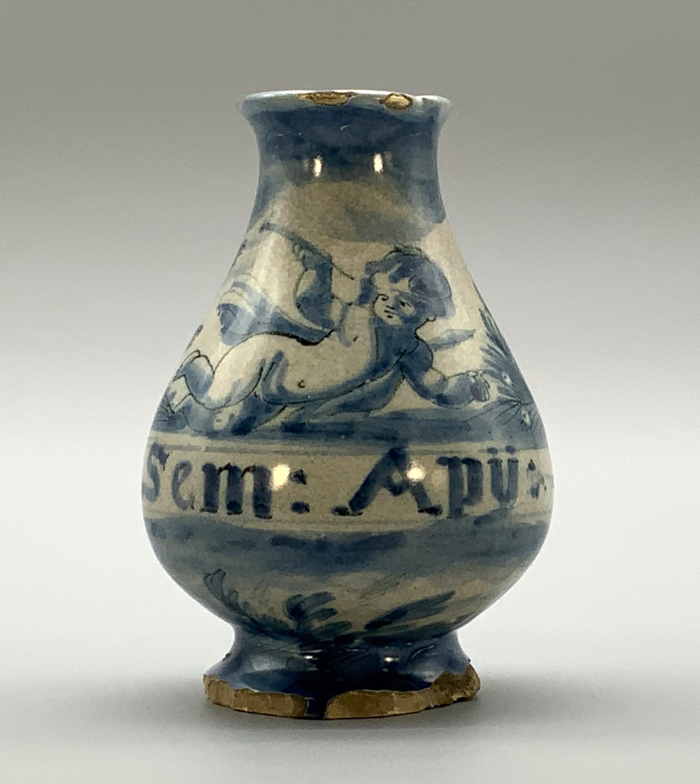 17th-Century Italian Savona Majolica Albarello Drug Pharmacy Jar Bottles