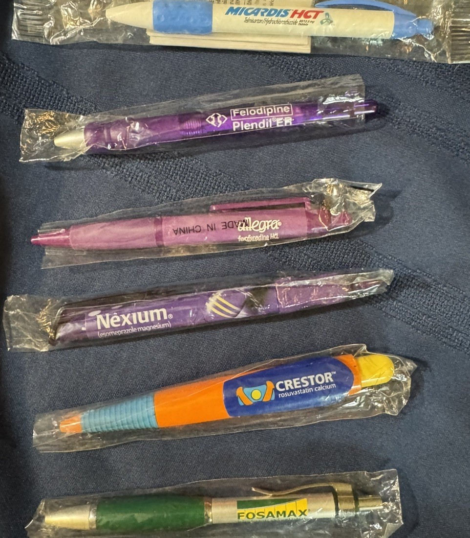 PHARMACEUTICAL PROMO 6 PENS: Lot Plendil Crestor Nexium Micardis Allegra Fosamax