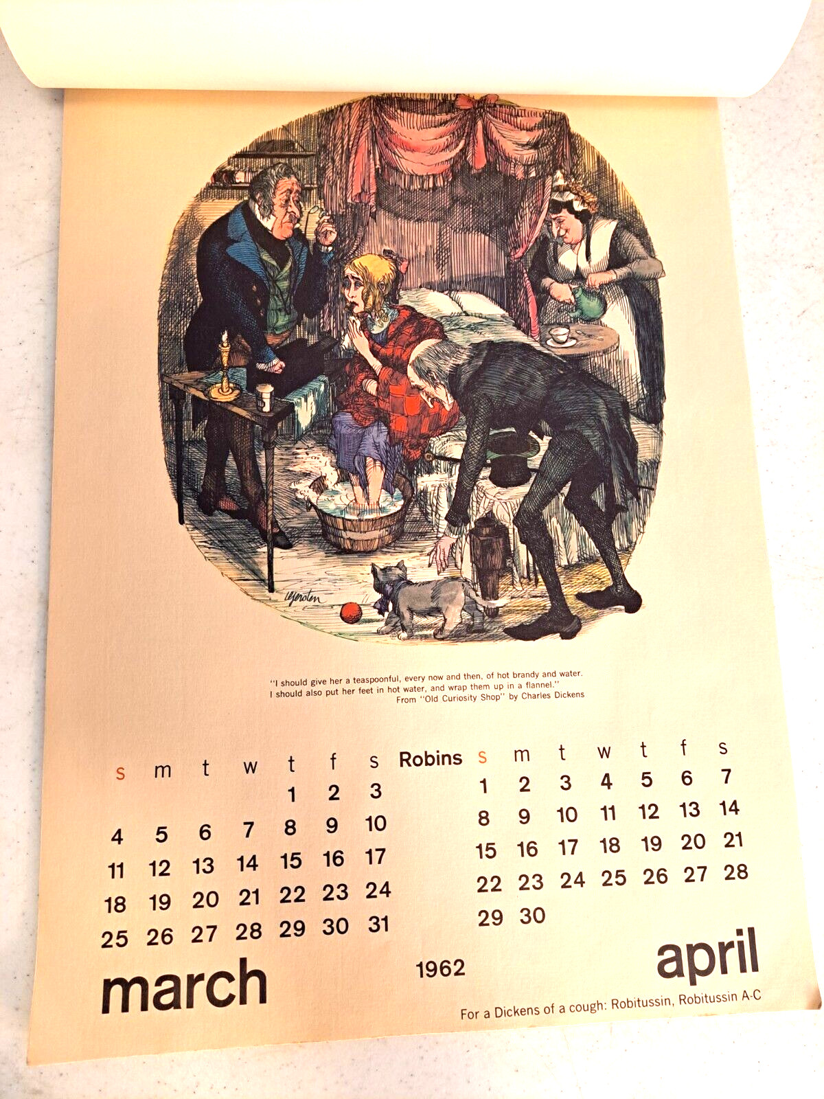 Dickens of a Cold Gerry Gersten Caricatures 1962 Calendar A H Robins Advertising