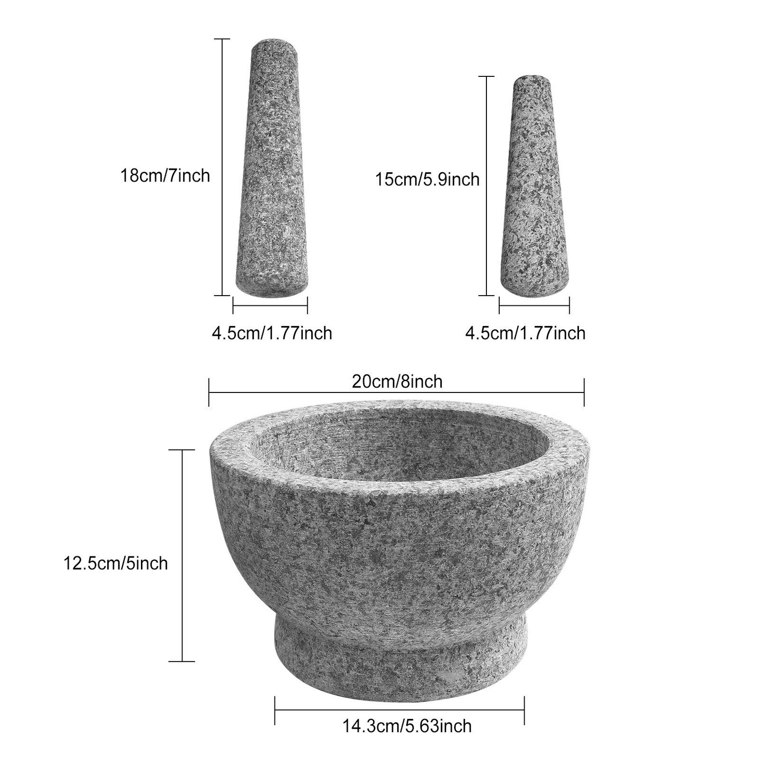 8 Inch Large Capacity Mortar and Pestle Set – One Mortar and Two Pestels – Na…