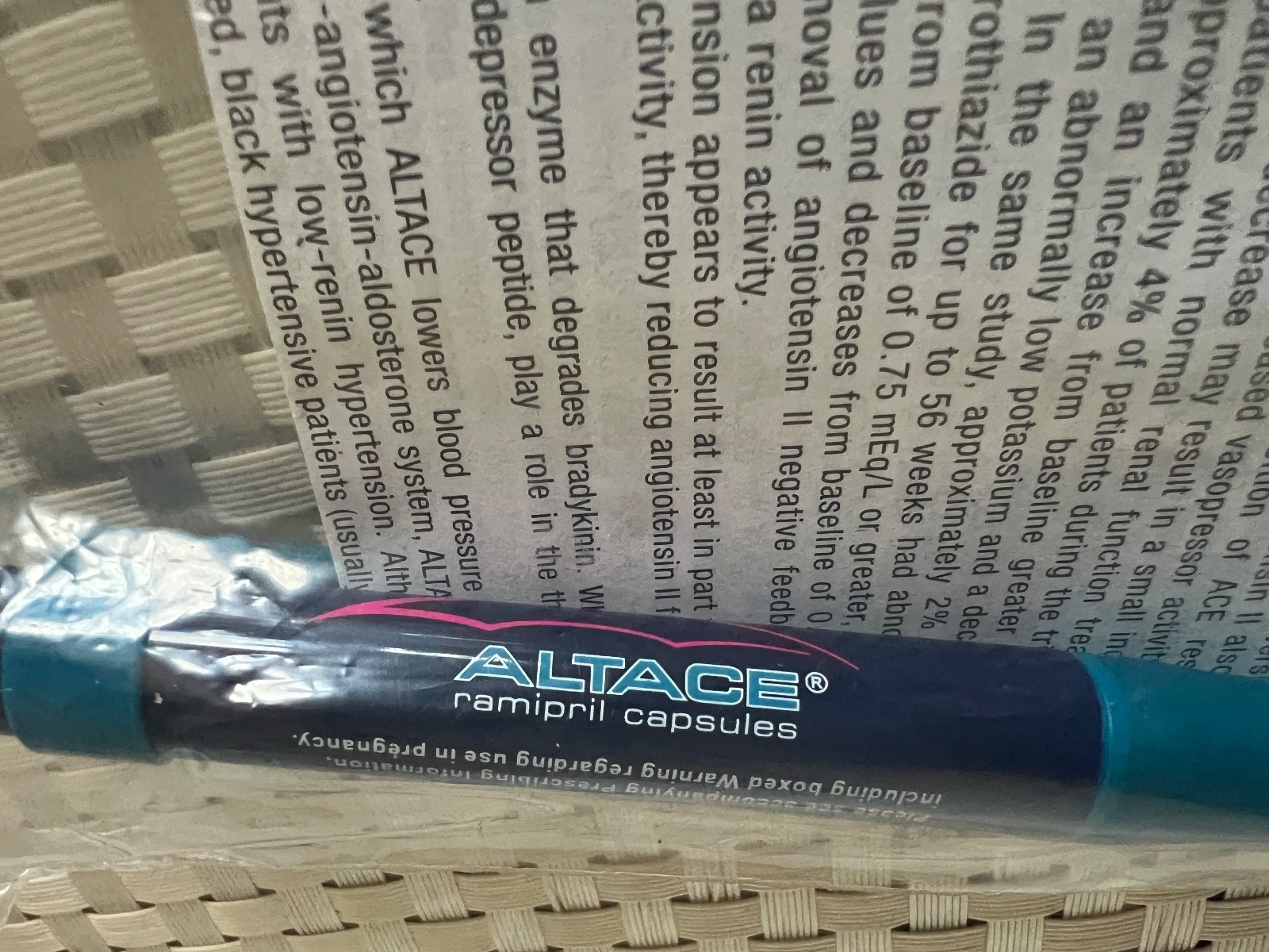 Drug Rep Pharmaceutical Memorabilia ALTACE Pen w/Info Sheet, NIP