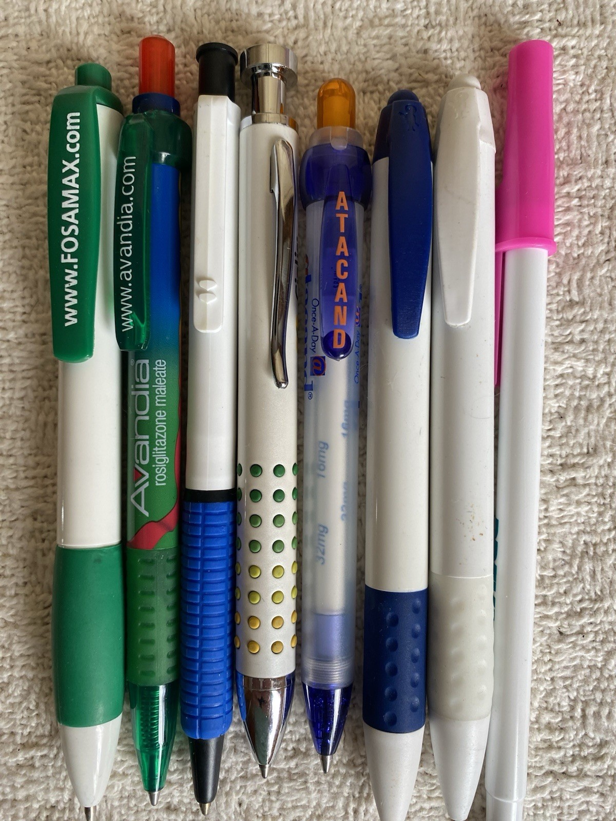 Lot Of 8 Pharmaceutical Drug Rep Pens Fosomax Cialis Actonel Mobic +++ READ