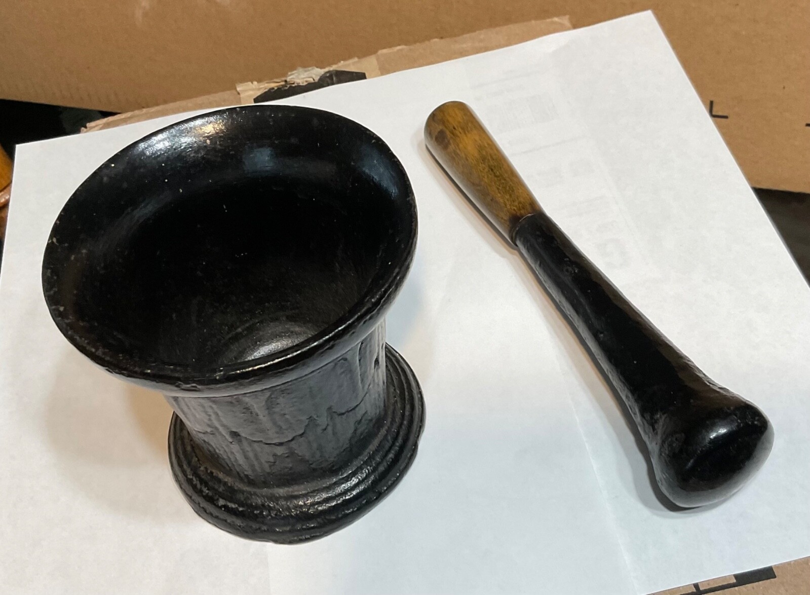 ANTIQUE CAST METAL STEEL MORTAR PESTLE GRINDING BOWL CHEMIST APOTHECARY