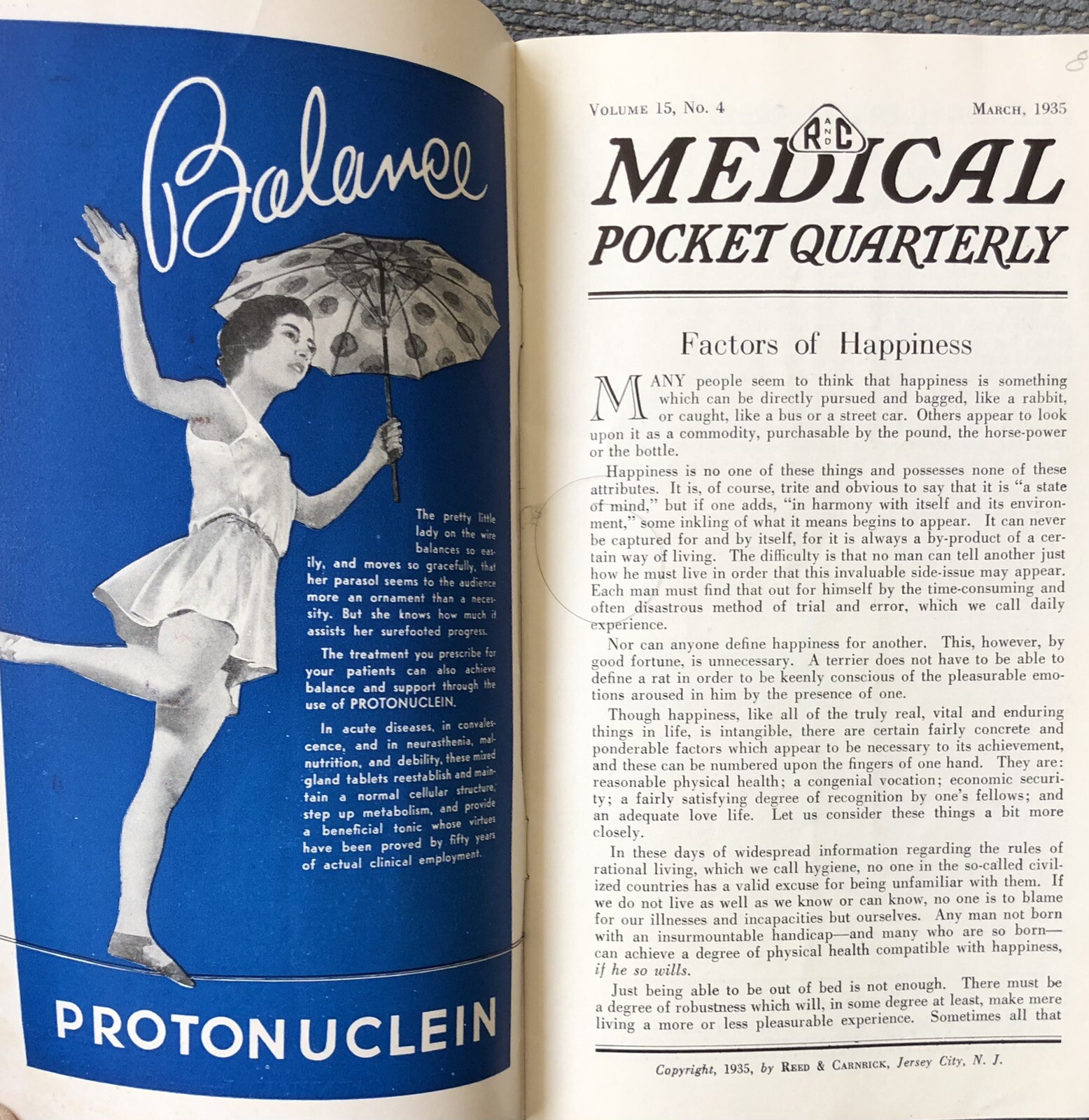 Vintage Medical Pocket Quarterly 1935 R & C