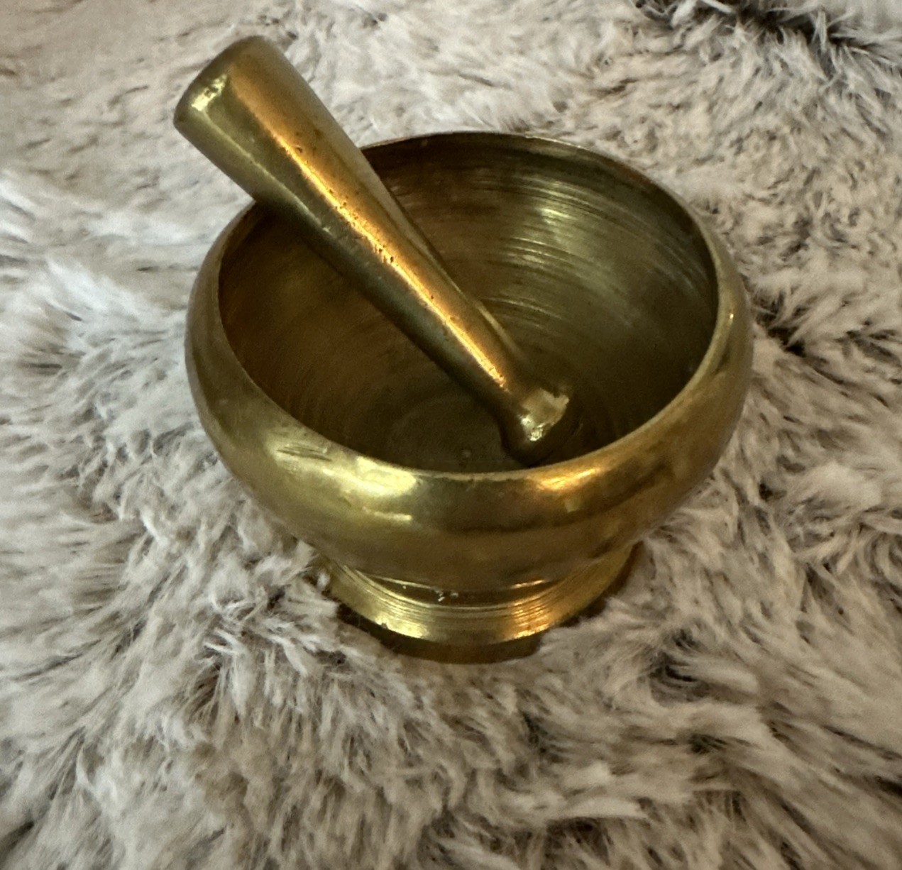 Vintage Solid Brass Small Mortar and Pestle Spice/Herb Grinder Resonant sound