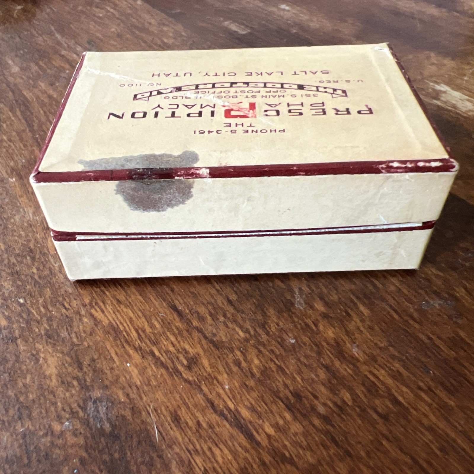 Vintage Drug Store Pharmacy Prescription Pill Medicine Box Salt Lake City Utah