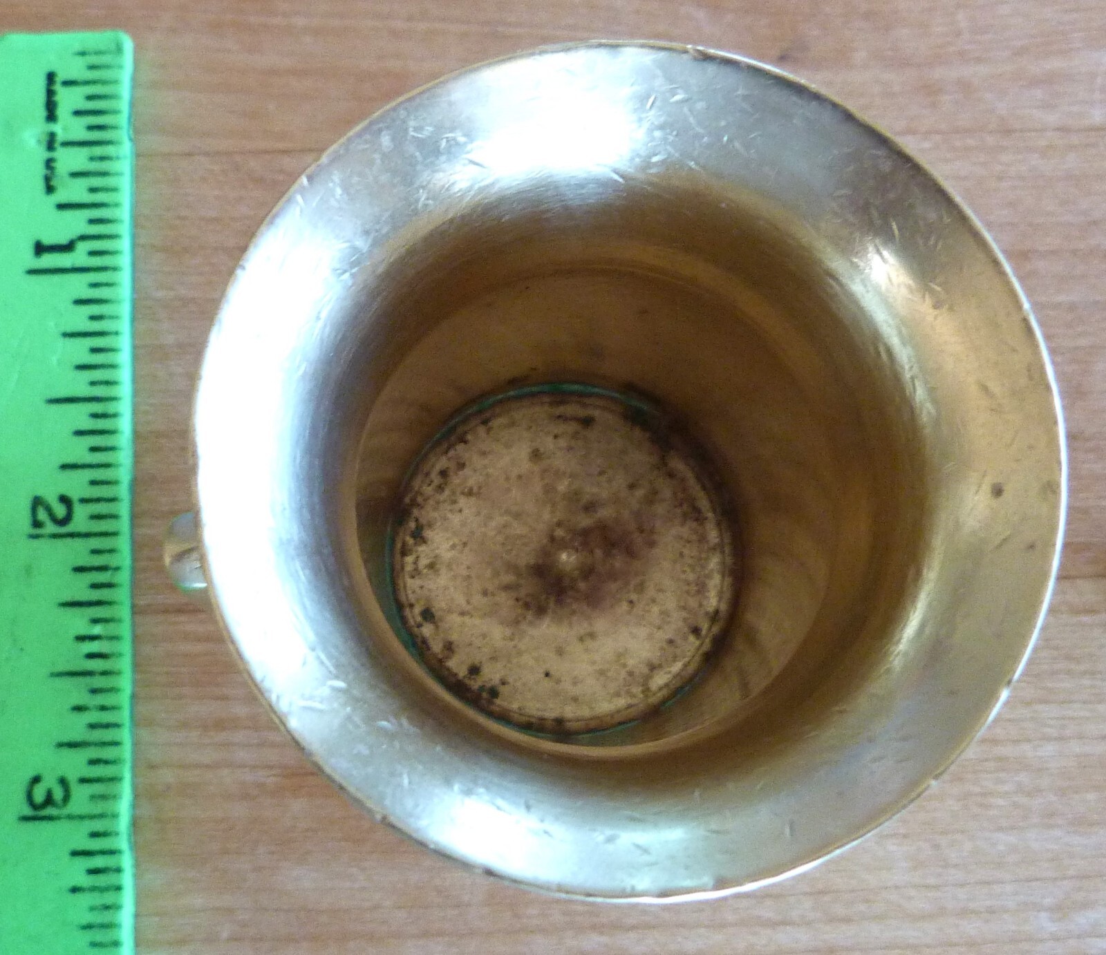 Vintage Brass Mortar and Pestle Herbs Spices Heavy Grinding pot handles 2″ tall
