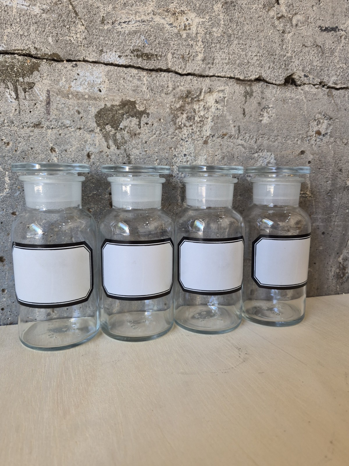 Vintage Glass Apothecary Jar Bottles T.C.W. Co Theodore C Wheaton Blank Label