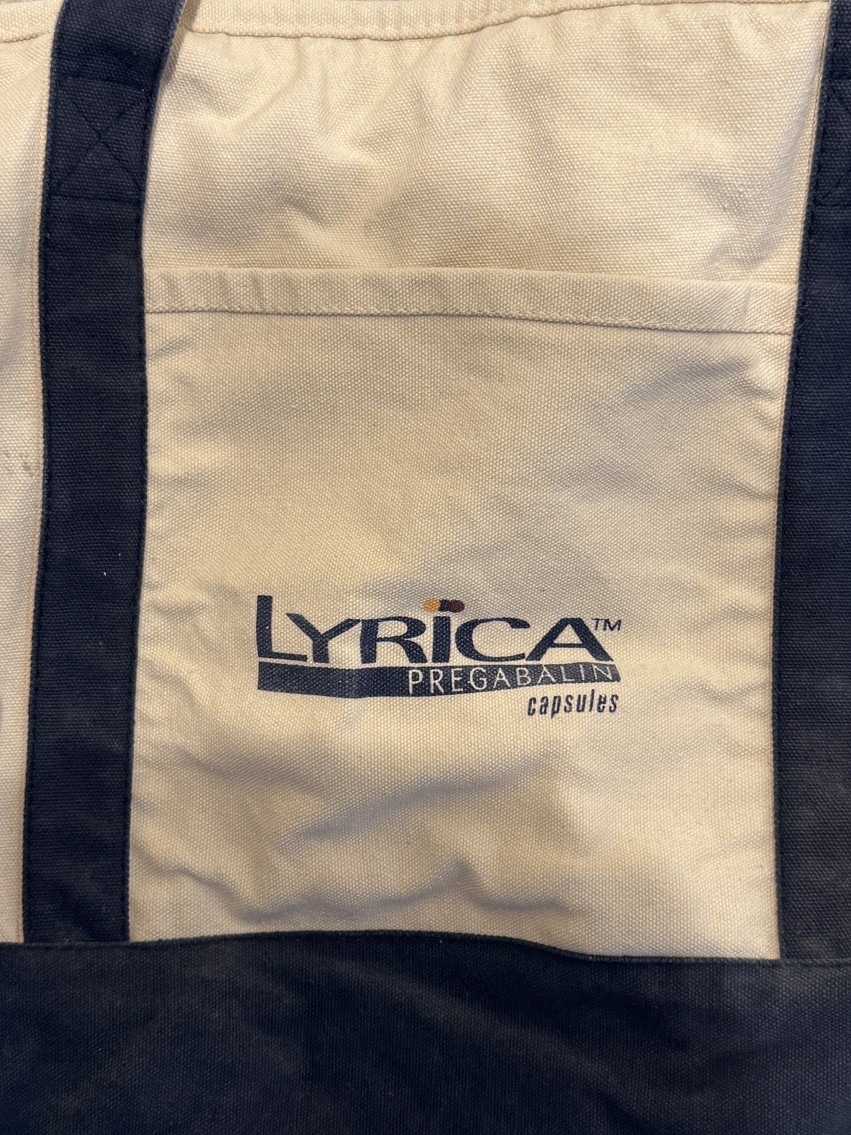 Vintage Pharmaceutical Rep Promo Canvas Cotton Tote Bag LYRICA Pregabalin