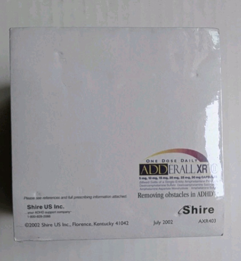 VTG ADDERALL XR Note Pad Cube Drug Rep Swag Pharmaceutical ADHD 2002 Shire NEW