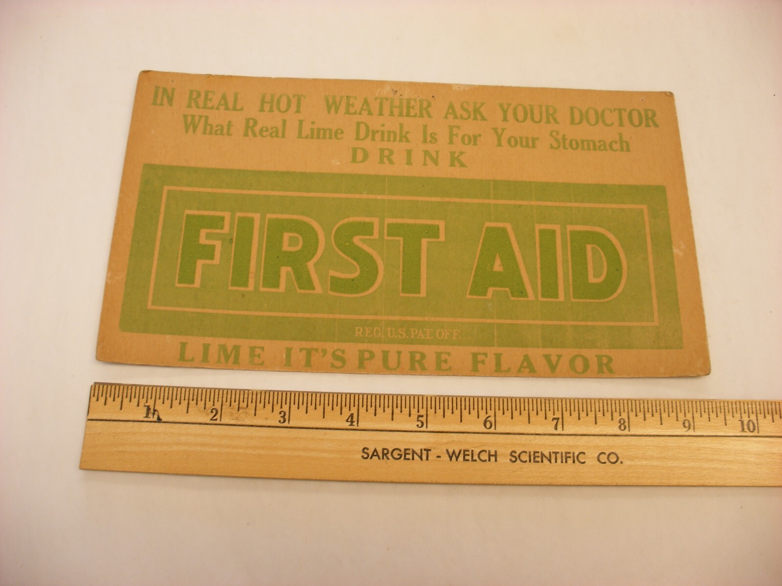 Vtg Medical & Pharmacy Quack Cure – First Aid Lime Drink Advertising Sign