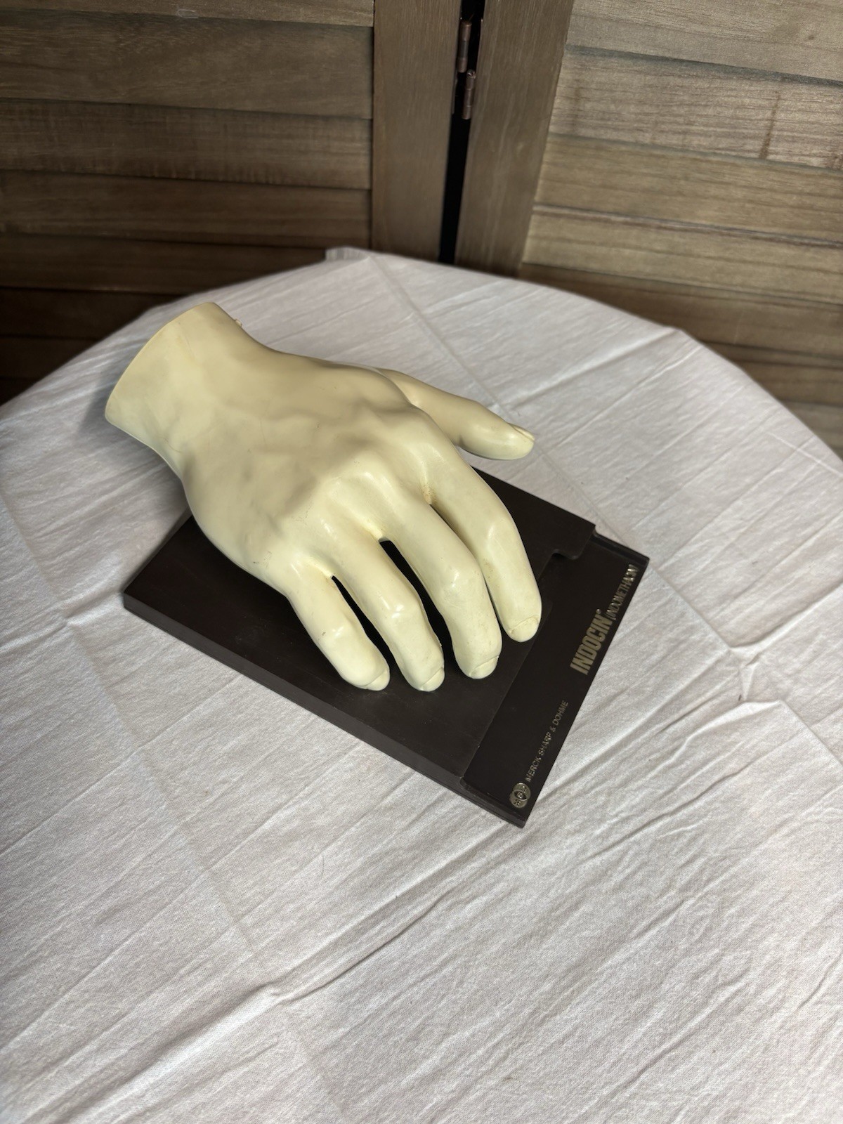 1967 MEDICAL HAND MODEL Anatomical Merck Sharp Dohme Indocin Advertising