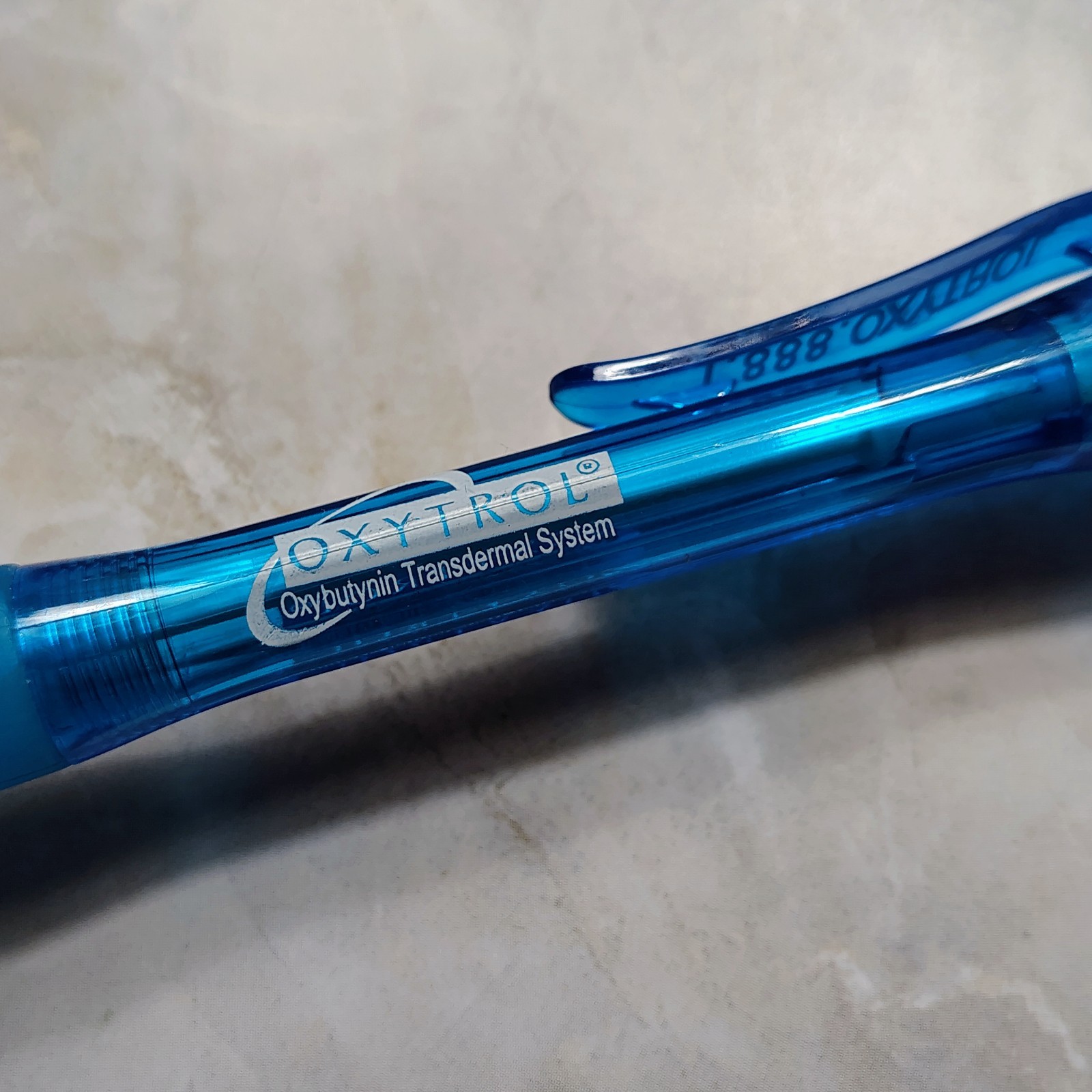 HTF Oxytrol Transdermal Pharmaceutical Drug Rep Promo Pen Blue Advertising