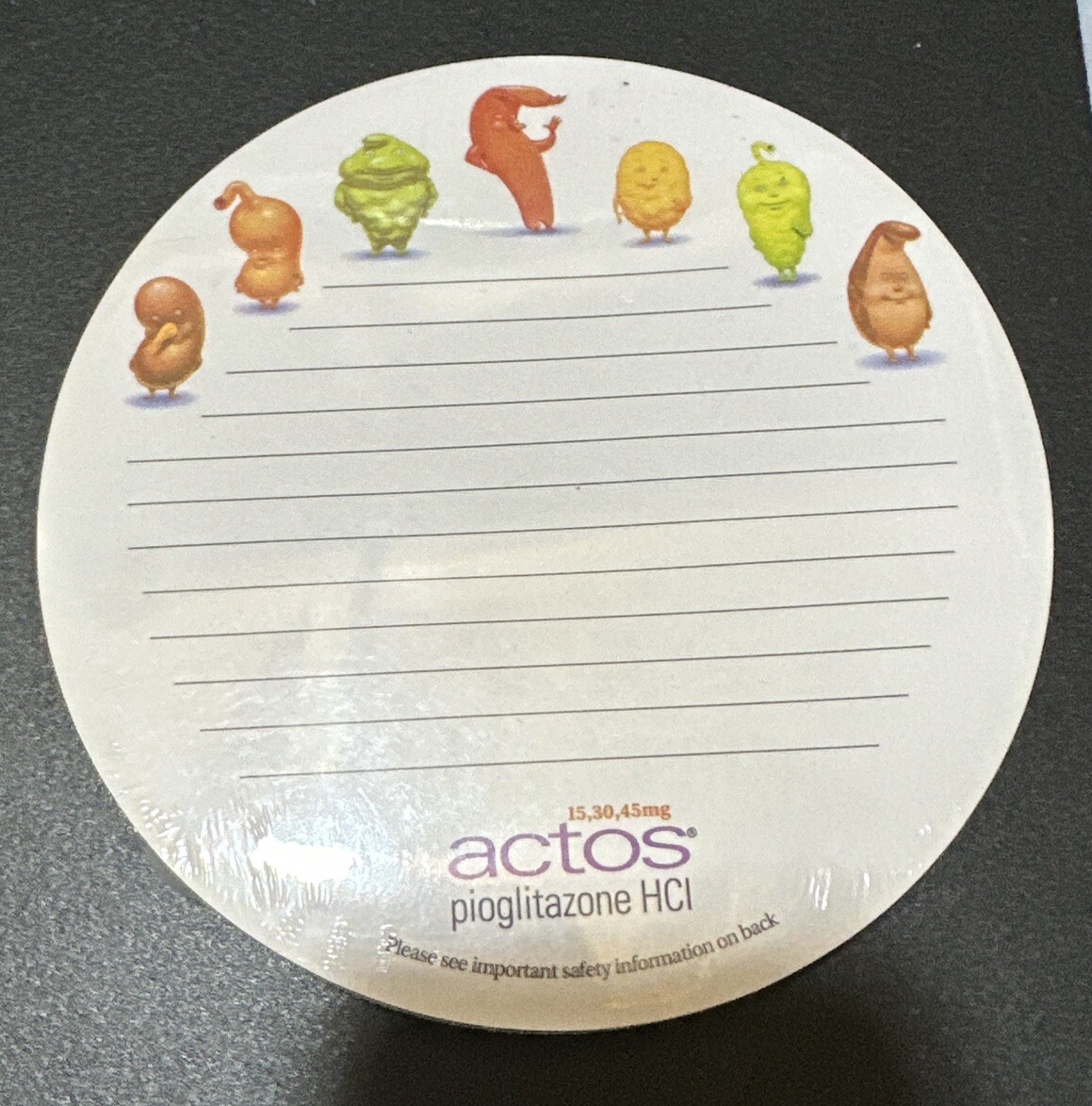 Actos Pioglitazone Rep Lot 5 Sealed Lined Note Pads W/characters Takeda Pharma