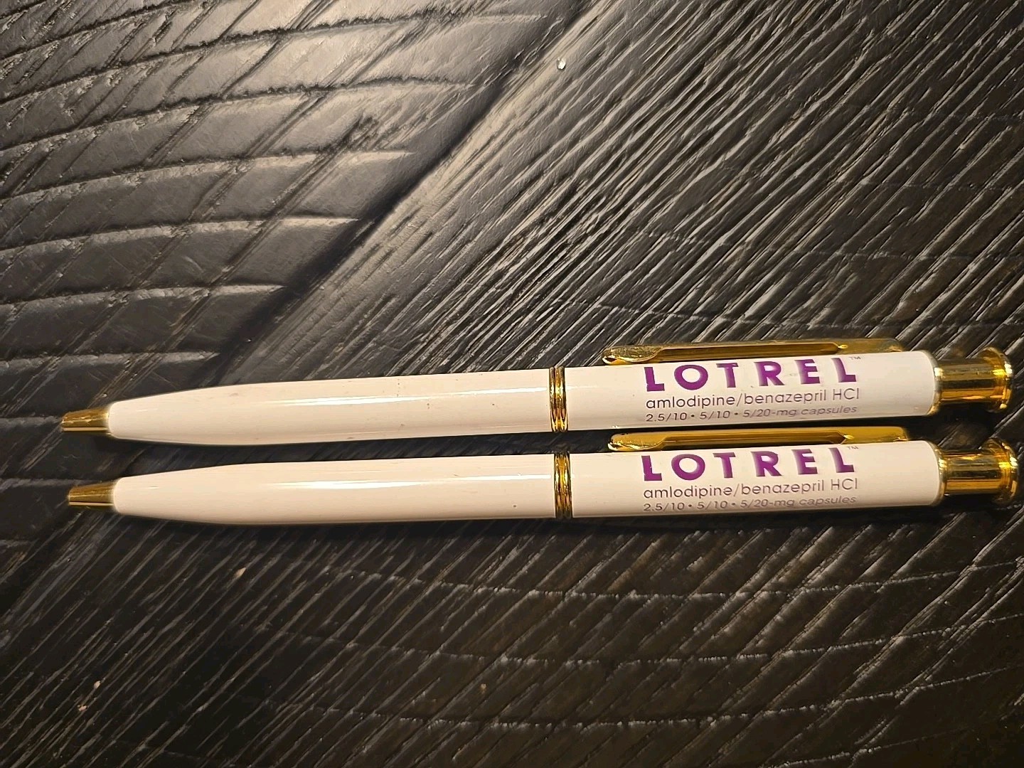 Lotrel PENS Metal Drug Rep Pharmaceutical Promo Advertising Pens Lot of 2 Writes