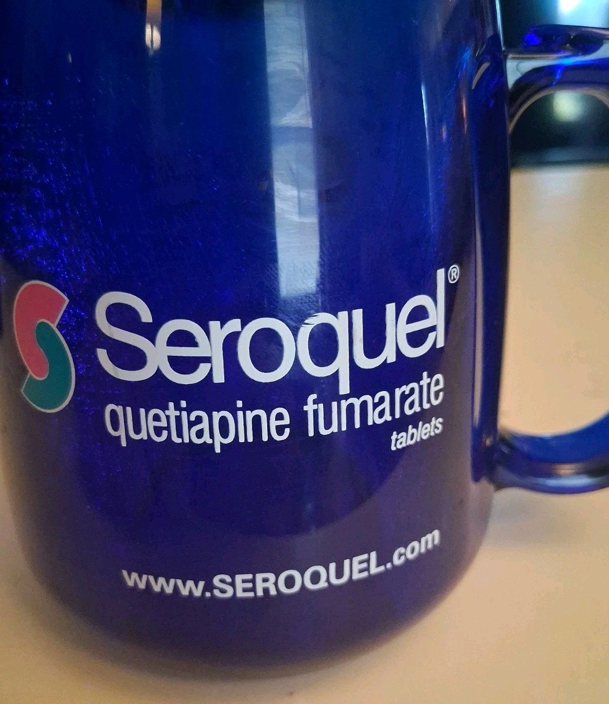 RARE Seroquel Pharmaceutical Sales Rep Promotional Mug Heavy Acrylic