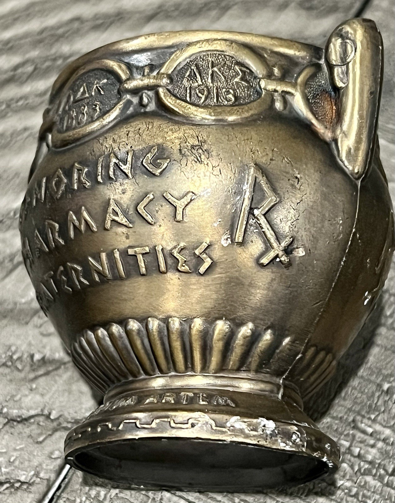 Vintage Mortar SECUNDUM ARTEM” RX Pharmacist Brass Coricidin Pharmacy