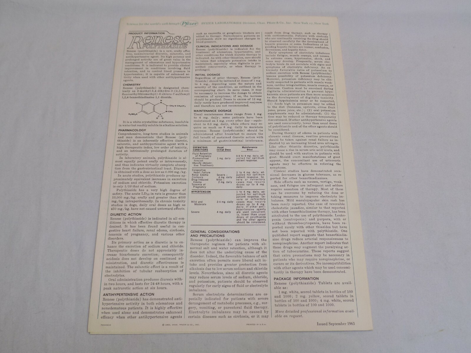 Renese Drug Pfizer Pharmaceutical Advertising Art Brochure 1963 Gerard Dou Woman