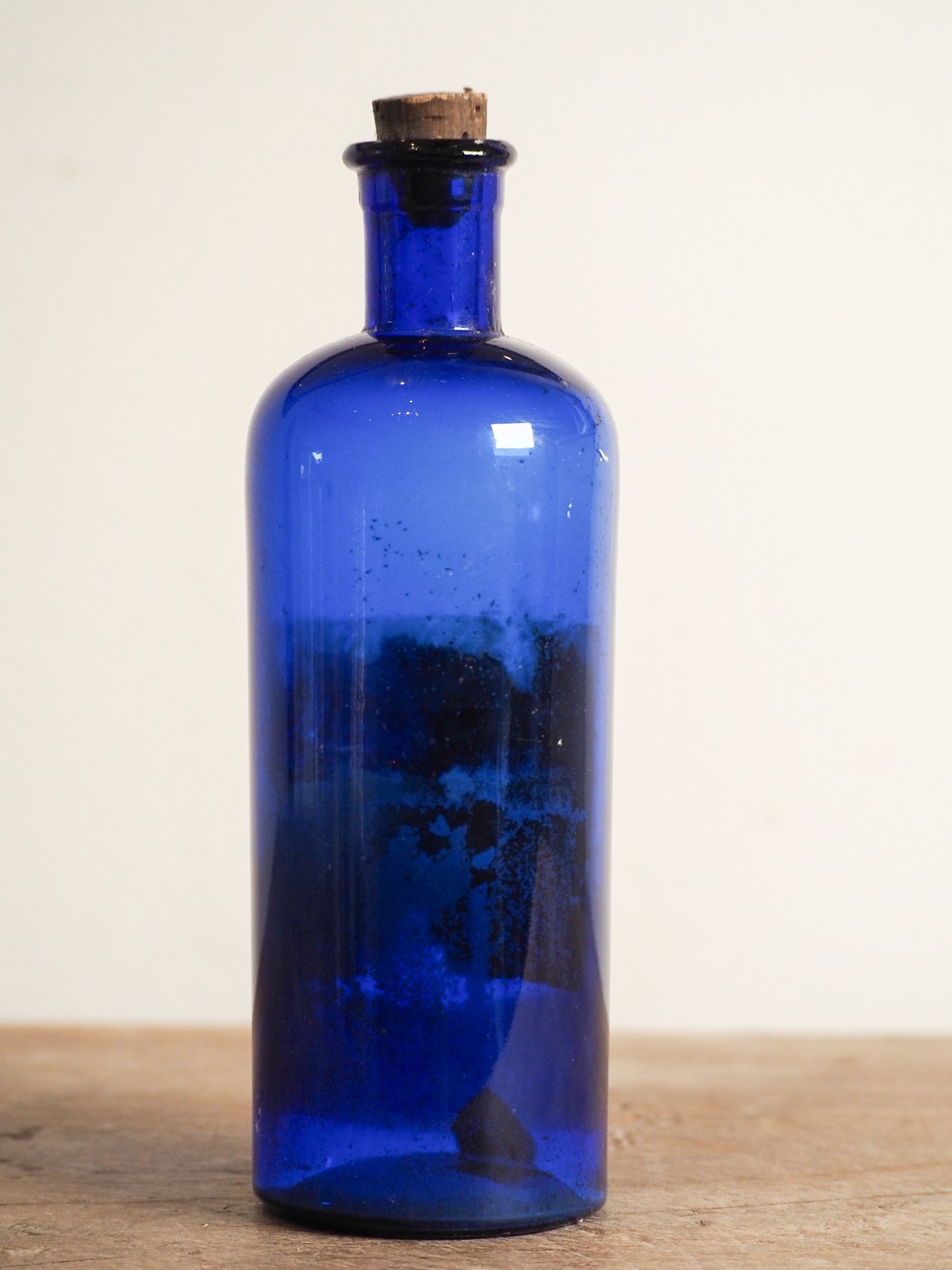 Antique Victorian Blue Bottle with Stopper and Original Label -Sold Individually