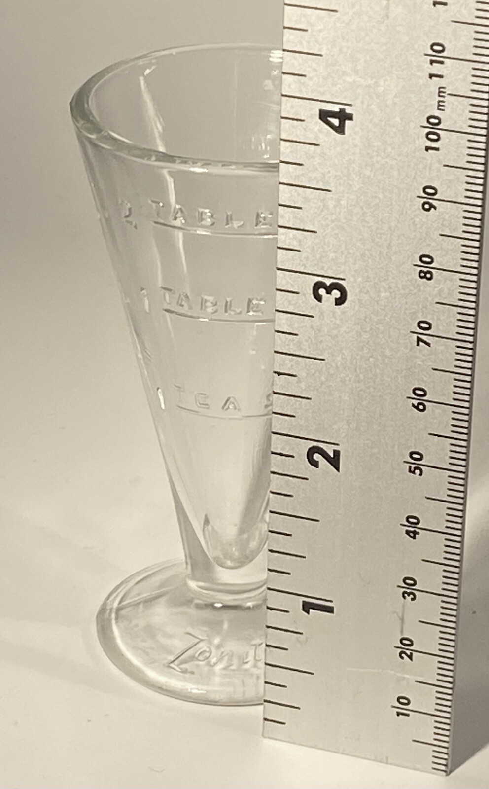 Zonite 2 Tablespoon Glass Apothecary Measuring Cup/Beaker w/ Spout & Base