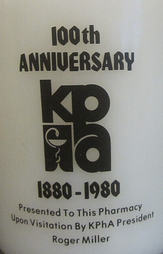 Vintage Fire King Oven Proof 100th Anniversary KPhA 1880-1980 Milk Glass Cup