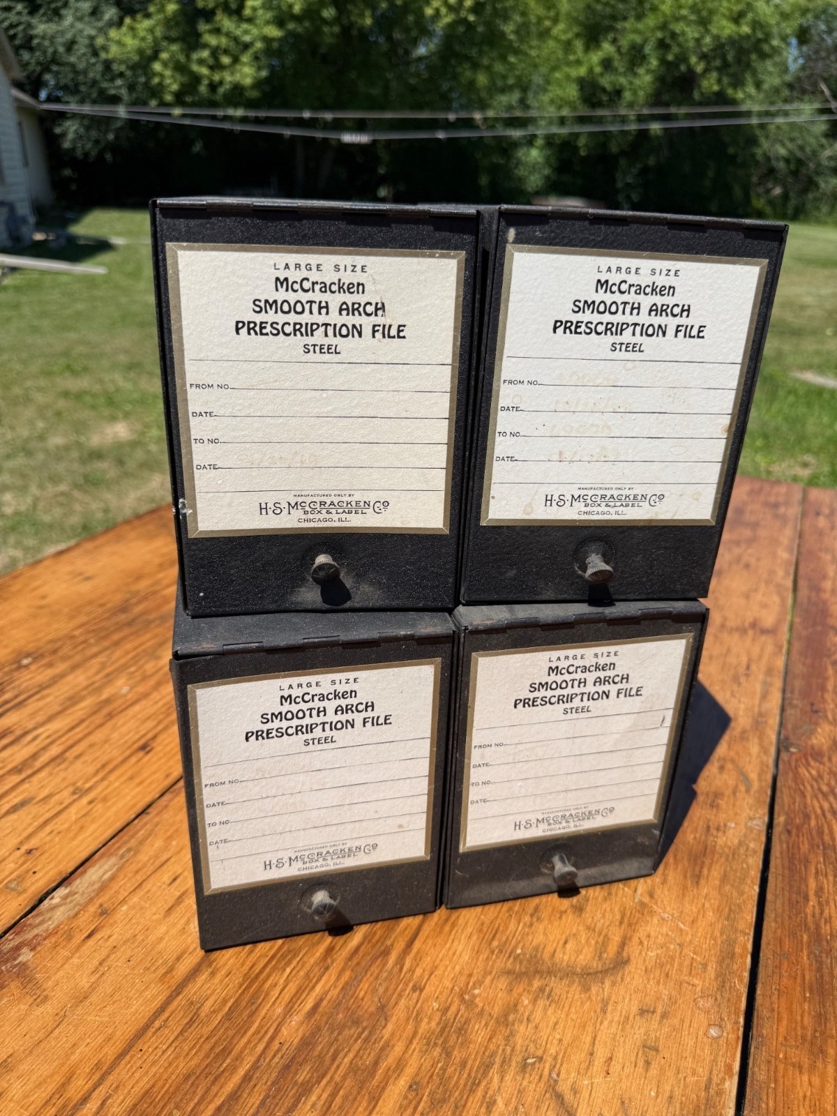 Vintage Lot of 4 All Metal Pharmacy Prescription Black File Box McCracken