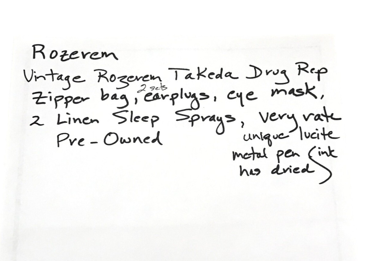 Rozerem Takeda Drug Rep Vintage Zipper Bag Complete Eye Mask Earbuds Pharmacy