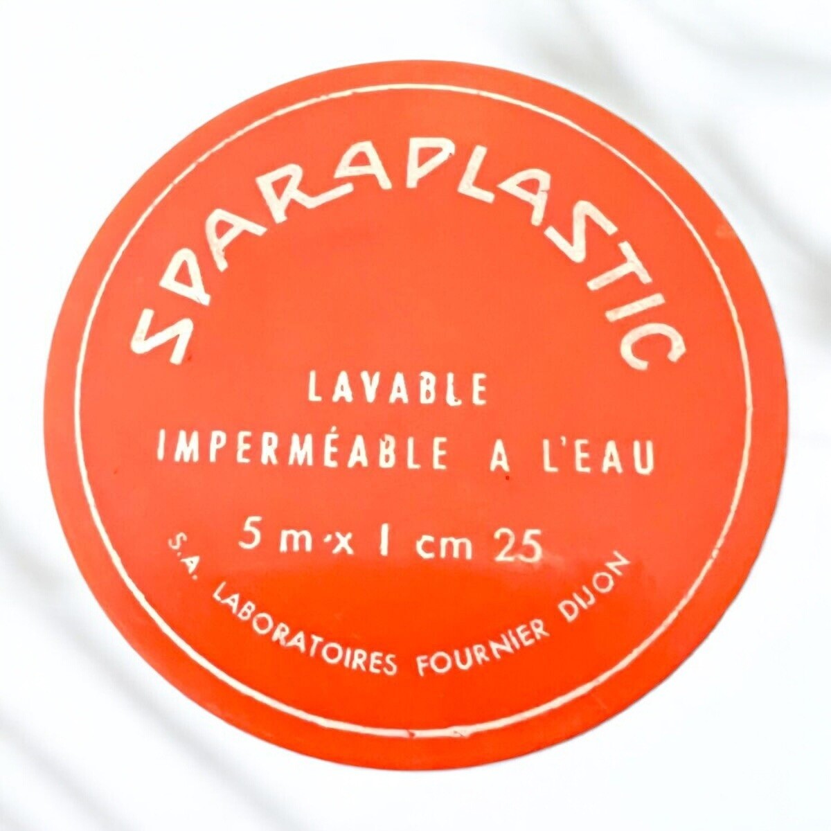 French Apothecary Tin Lid Orange Celluloid Empty Sparadrap Medical Vintage