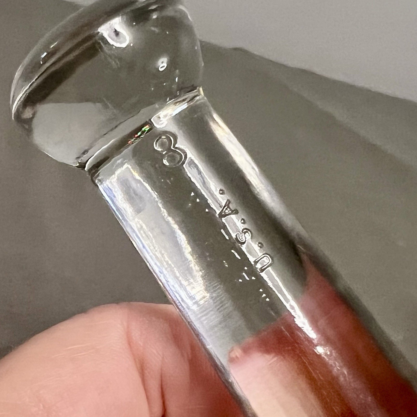 VTG Clear Glass Pestal #8 Apothecary Pharmacist Made In USA Solid
