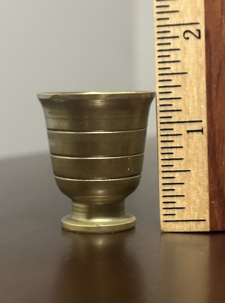 Antique Brass Mortar Pestle Small Apothecary Tools Solid Brass Vintage 1.3’ Inch
