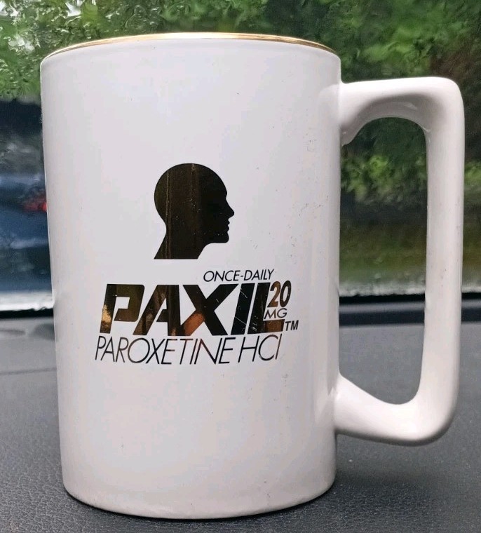 Vintage PAXIL Coffee Mug Big Pharma Promo Swag Psych Mental Anxiety Drug
